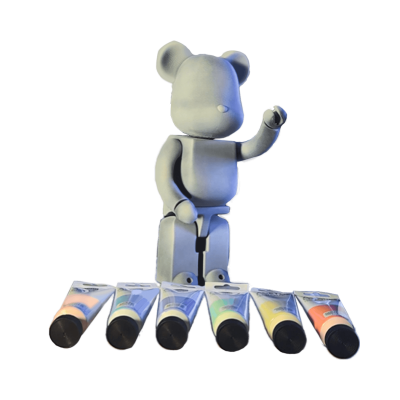 Комплект BearBrick для розмальовування + 6 фарб (СІРИЙ / ЧОРНИЙ)