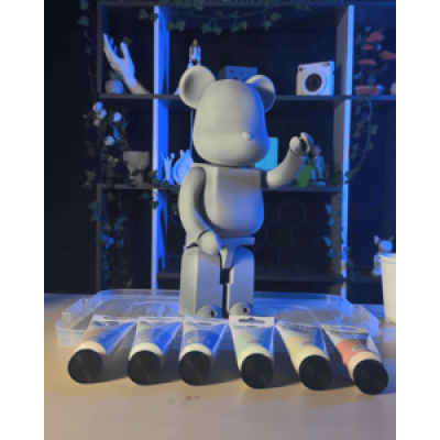 Комплект BearBrick для розмальовування + 6 фарб (СІРИЙ / ЧОРНИЙ)