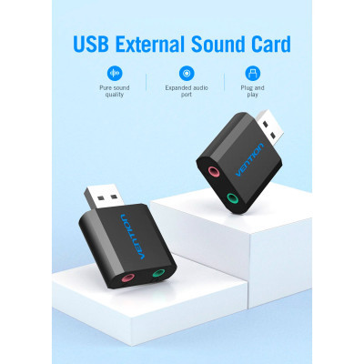 Звукова плата Vention Audio USB 2х3,5mm jack Metal (VAB-S17-B)