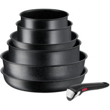 Набір посуду Tefal Ingenio Black Stone змінна ручка 7 предметів (L3998702)