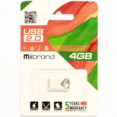 USB флеш накопичувач Mibrand 4GB Hawk Silver USB 2.0 (MI2.0/HA4M1S)