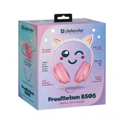 Навушники Defender FreeMotion B505 Bluetooth LED Pink (63505)