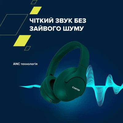 Навушники Canyon OnRiff 10 ANC Bluetooth Green (CNS-CBTHS10GN)