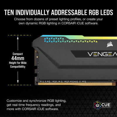 Модуль пам'яті для комп'ютера DDR4 32GB (2x16GB) 3600 MHz Vengeance RGB PRO SL Black Corsair (CMH32GX4M2D3600C18)