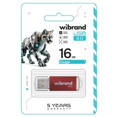 USB флеш накопичувач Wibrand 16GB Cougar Red USB 2.0 (WI2.0/CU16P1R)