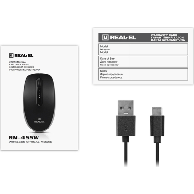 Мишка REAL-EL RM-455W Wireless/Bluetooth Black/Gray (EL123200047)