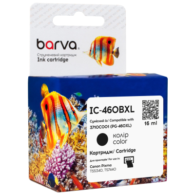 Картридж Barva Canon PG-460 XL black/3710C001, 16 мл (IC-460BXL)