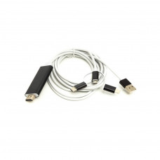 Кабель мультимедійний HDMI (M) to Lightning, Type-C, mirco USB 1.0m PowerPlant (CA911912)