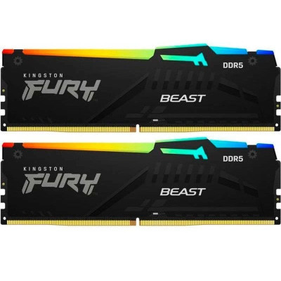 Модуль пам'яті для комп'ютера DDR5 64GB (2x32GB) 5600 MHz Beast RGB Kingston Fury (ex.HyperX) (KF556C36BBEAK2-64)