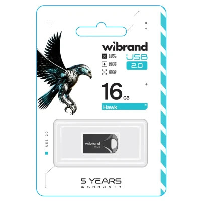 USB флеш накопичувач Wibrand 16GB Hawk Black USB 2.0 (WI2.0/HA16M1B)