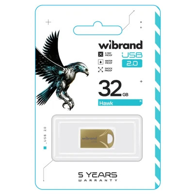 USB флеш накопичувач Wibrand 32GB Hawk Gold USB 2.0 (WI2.0/HA32M1G)