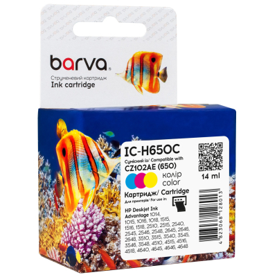 Картридж Barva HP 650 color/CZ102AE, 14 мл (IC-H650C)