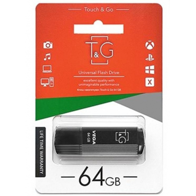 USB флеш накопичувач T&G 64GB 121 Vega Series Black USB 2.0 (TG121-64GBBK)