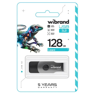 USB флеш накопичувач Wibrand 128GB Lizard Black USB 3.2 Gen 1 (USB 3.0) (WI3.2/LI128P9B)