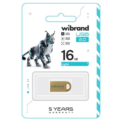 USB флеш накопичувач Wibrand 16GB lynx Gold USB 2.0 (WI2.0/LY16M2G)