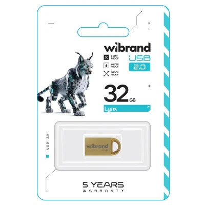 USB флеш накопичувач Wibrand 32GB lynx Gold USB 2.0 (WI2.0/LY32M2G)