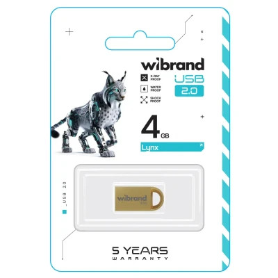 USB флеш накопичувач Wibrand 4GB lynx Gold USB 2.0 (WI2.0/LY4M2G)