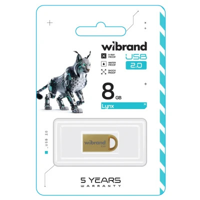 USB флеш накопичувач Wibrand 8GB lynx Gold USB 2.0 (WI2.0/LY8M2G)