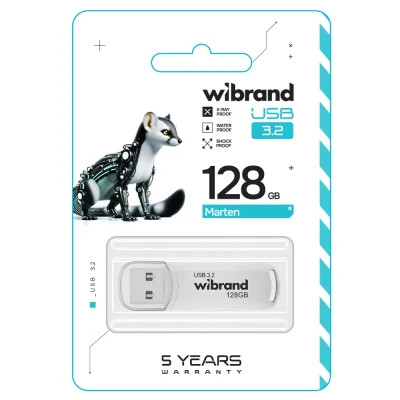 USB флеш накопичувач Wibrand 128GB Marten White USB 3.2 Gen 1 (USB 3.0) (WI3.2/MA128P10W)