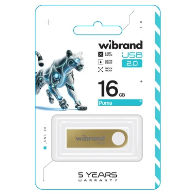 USB флеш накопичувач Wibrand 16GB Puma Gold USB 2.0 (WI2.0/PU16U1G)