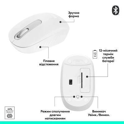 Мишка Logitech M196 Bluetooth Off-White (910-007460)