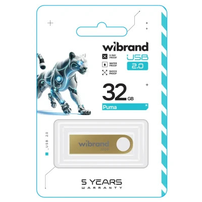 USB флеш накопичувач Wibrand 32GB Puma Gold USB 2.0 (WI2.0/PU32U1G)