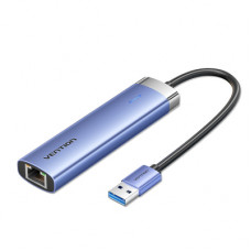 Концентратор Vention USB 3.0 to USB 3.0x3/RJ45/Type-C Hub Blue Aluminum Alloy 5-in-1 (TGFSB)