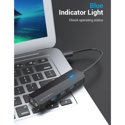 Концентратор Vention USB 3.0 to 3хUSB 3.0/2хTRS Audio/USB Micro 1.0m (CHIBF)