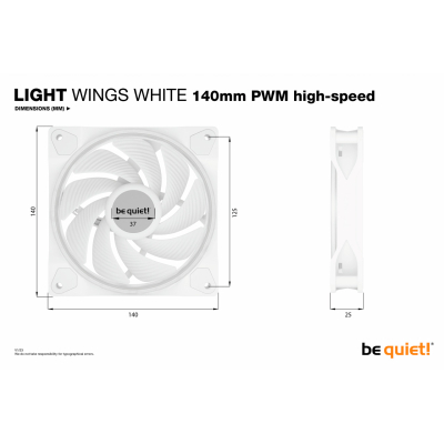 Кулер до корпусу Be quiet! Light Wings White 140mm PWM high-speed (BL103)