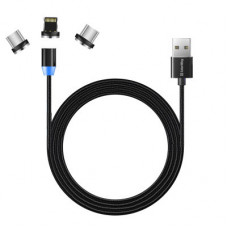 Дата кабель USB 3в1 (Lightning+MicroUSB+Type-C) Magnet only charge ColorWay (CW-CBUU020-BK)
