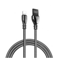 Дата кабель USB 2.0 AM to Lightning 1.0m metal spring black ColorWay (CW-CBUL013-BK)