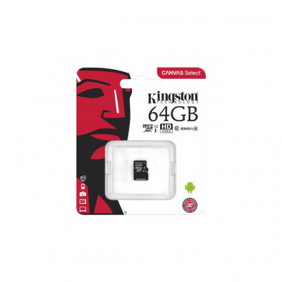 Карта пам'яті Kingston 64GB microSDXC Class 10 Canvas Select Plus 100R A1 (SDCS2/64GBSP)