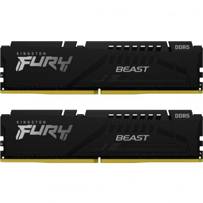 Модуль пам'яті для комп'ютера DDR5 16GB (2x8GB) 6000 MHz Beast Black Kingston Fury (ex.HyperX) (KF560C40BBK2-16)