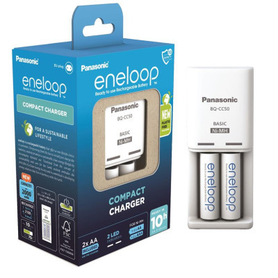 Зарядний пристрій для акумуляторів Panasonic Compact Charger + Eneloop 2AA 2000 mAh (K-KJ50MCD20E)