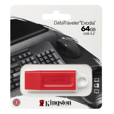 USB флеш накопичувач Kingston 64GB DataTraveler Exodia Red USB 3.2 Gen 1 (KC-U2G64-7GR)