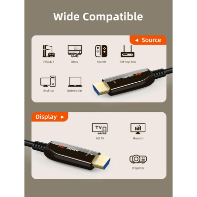 Кабель мультимедійний HDMI to HDMI 50.0m v2.1 AOC Cabletime (CA914036)