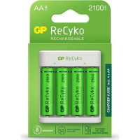 Зарядний пристрій для акумуляторів Gp ReCyko 4-Slot E411 USB Charger (w/ 4's 2100mAh AA Batteries) (GPE411 210AAHCN-2B4)