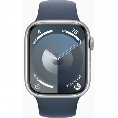 Смарт-годинник Apple Watch Series 9 GPS 45mm Silver Aluminium Case with Storm Blue Sport Band - M/L (MR9E3QP/A)