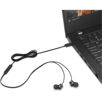 Навушники Lenovo USB-C Wired In-Ear Headphone Black (4XD1J77351)