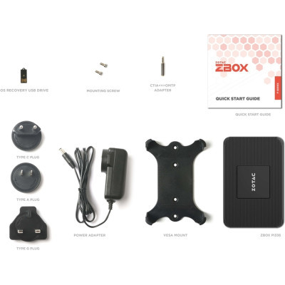 Комп'ютер Zotac PI336 pico / Celeron N6211, 4GB LPDDR4x onboard, 128GB eMMC, WIFI, BT, DP/HDMI, W11Pro (ZBOX-PI336-W5C)