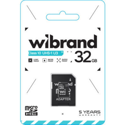 Карта пам'яті Wibrand 32GB microSD class 10 UHS-I U3 (WICDHU3/32GB-A)