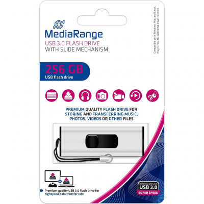 USB флеш накопичувач Mediarange 256GB Black/Silver USB 3.0 (MR919)