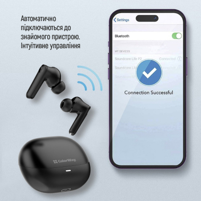 Навушники ColorWay Slim TWS-1 Earbuds Long Life Black (CW-TWS1BK1)