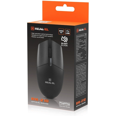 Мишка REAL-EL RM-210 USB Black (EL123200036)