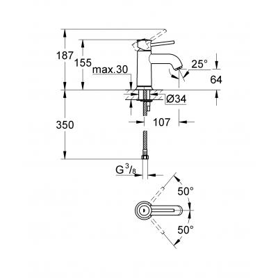 Змішувач Grohe BauClassic OHM basin smooth body (23162000)