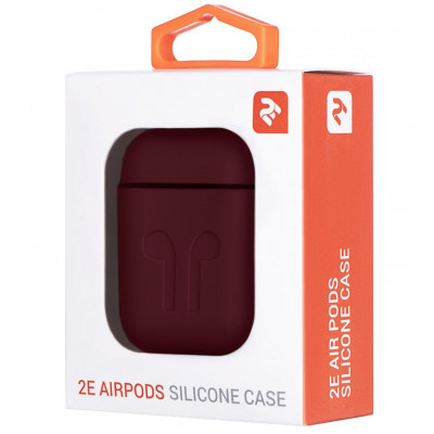 Чохол для навушників 2E для Apple AirPods Pure Color Silicone Imprint 1.5 мм Marsala (2E-AIR-PODS-IBSI-1.5-M)