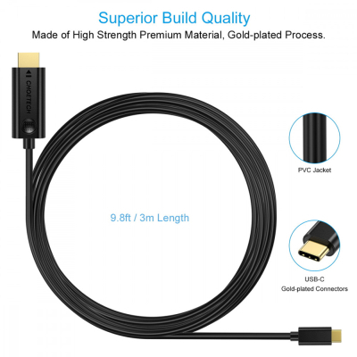 Кабель мультимедійний USB-C to HDMI 3.0m USB 3.1 Thunderbolt 3 Choetech (XCH-0030)