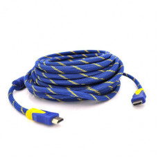 Кабель мультимедійний HDMI to HDMI 20.0m v1.4, OD-8.0mm Blue/Gold Merlion (YT-HDMI(M)/(M)NY/BL-20m)