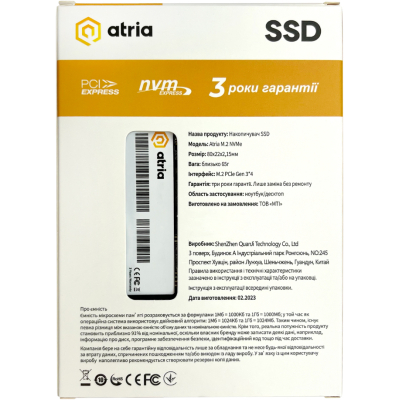 Накопичувач SSD M.2 2280 1TB X500S ATRIA (ATNVMX500S/1024)