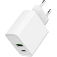 Зарядний пристрій Gembird USB-A + Type-C (PD20W + QC3.0 18W) white (TA-UC-PDQC20-01-W)